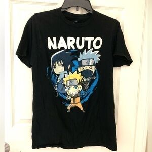 Vintage Naruto Shippuden Chibi Group T-shirt Tee Top Black Size S